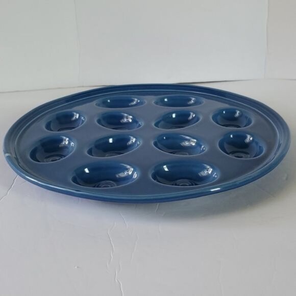 Festaware Fiesta 12 Deviled Egg Plater Plate Tray Blue Lapis - Picture 2 of 12